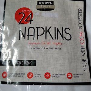 New Utopia Home set 24 white fabric napkins polyester
